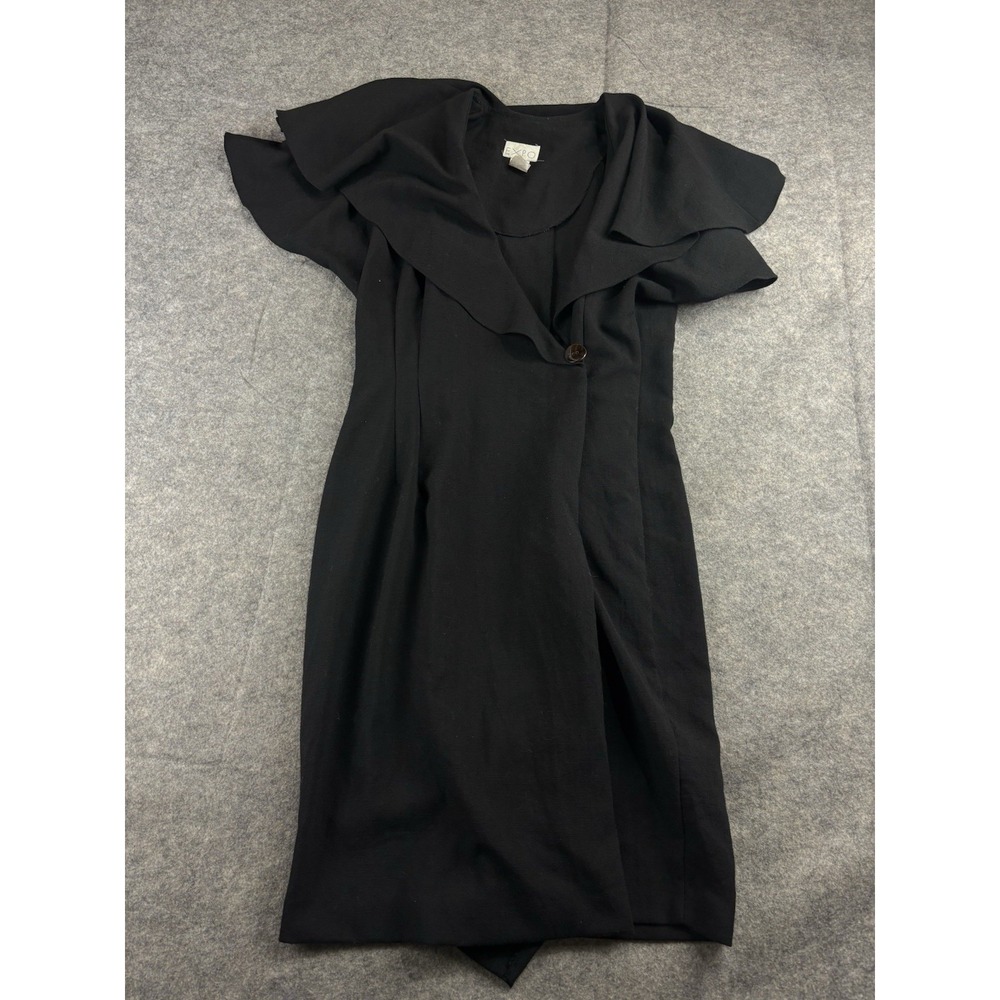 VTG EXPO Women 10 V-Neck Flutter Sleeve Ruffle Wrap Mini Dress Career Old Money